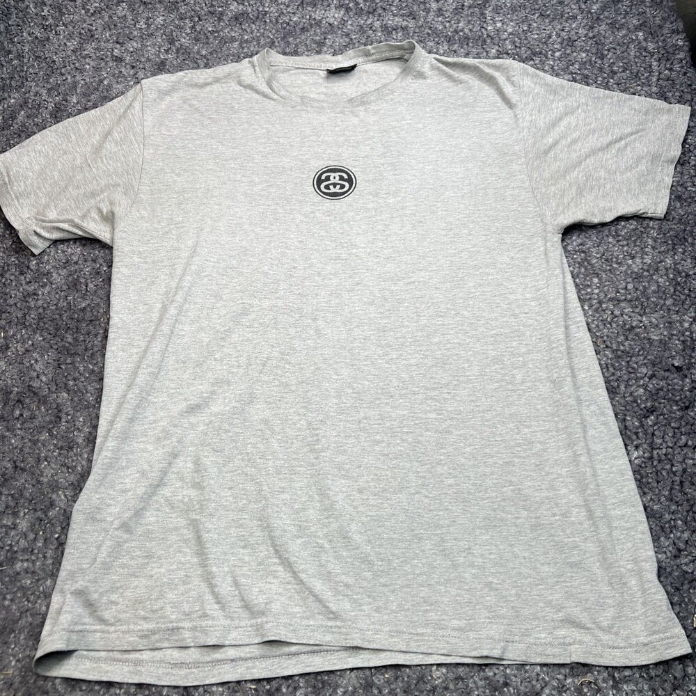 Stussy Double S Grey Mens Large Short Sleeve Shirt